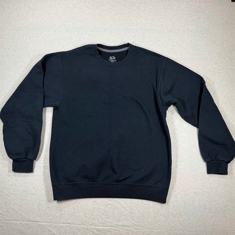 Fruit of the Loom Sweatshirt Mens Size M Black Crew Neck Pullover Fleece